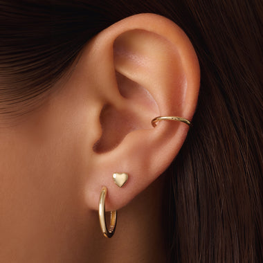 14 Karat Gold Oval Small Hoops (15mm) - 2