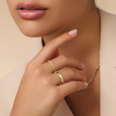 14 Karat Gold Beaded Cubic Zirconia Ring - 3