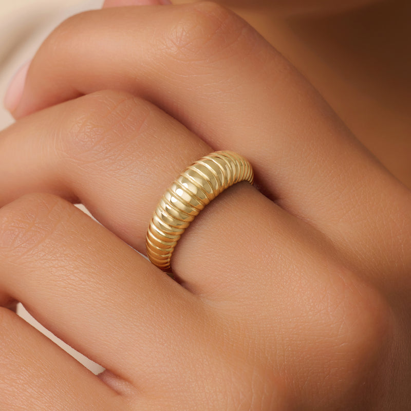 Geribbelde Dome Ring