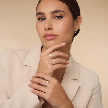 14 Karat Gold Facet Stacker Ring - 5
