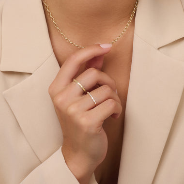 14 Karat Gold Facet Stacker Ring - 3