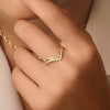 14 Karat Gold Cubic Zirconia Wishbone Ring Set - 2