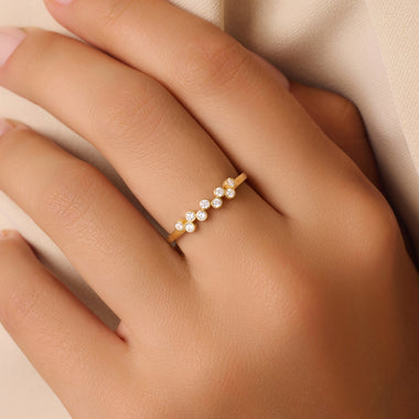 14 Karaat Goud Bezel Set Zirkonia Zigzag Ring - 2