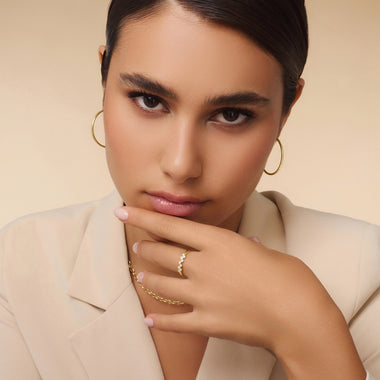 14 Karaat Goud Bezel Set Zirkonia Zigzag Ring - 7