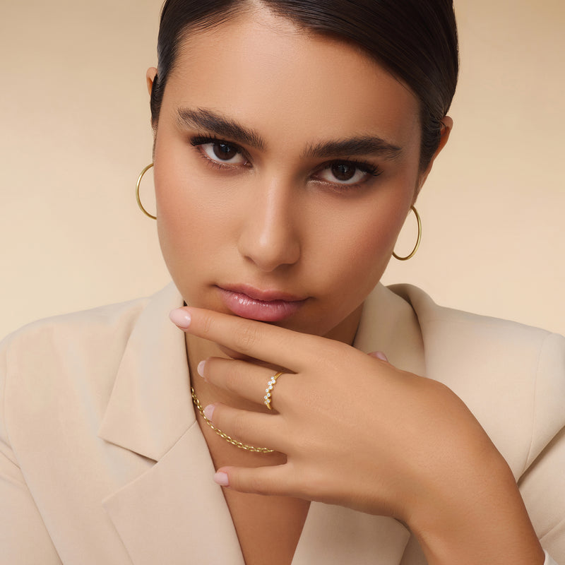 Bezel Set Zirkonia Zigzag Ring