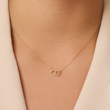 Or 14 Carats Collier Pendentif Infinity Epais Lié - 2