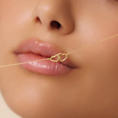 14 Karat Gold Linked Heart Pendant Necklace - 5