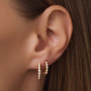 14 Karat Gold Bezel Set Cubic Zirconia Huggie Hoops (12mm) - 2