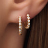 14 Karat Gold Bezel Set Cubic Zirconia Huggie Hoops (12mm) - 3