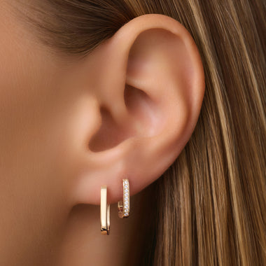 14 Karaat Goud Pavé Zirkonia Huggie U Hoops (12mm) - 2