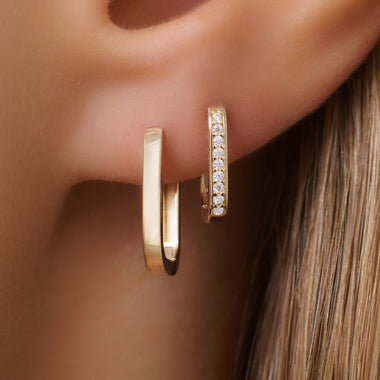 14 Karaat Goud Pavé Zirkonia Huggie U Hoops (12mm) - 3
