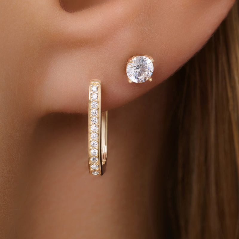 Pavé Zirkonia Kleine U Hoops (15mm)