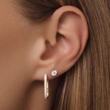 14 Karat Gold Pavé Cubic Zirconia Medium U Hoops (18mm) - 2