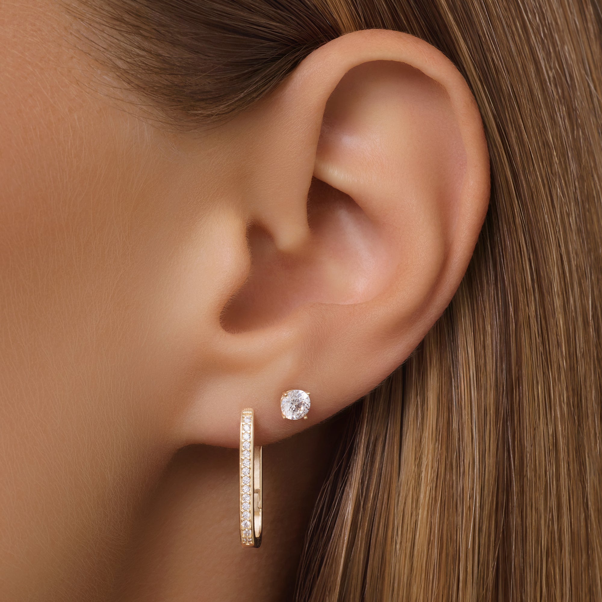 Set De 3 Paires De Boucles D’oreilles Femme – Clou Fleur 5mm, Créoles Lisses 14mm, Créoles Zircon Doré/argent - 11