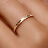 14 Karat Gold Hammered Stacker Ring - 2