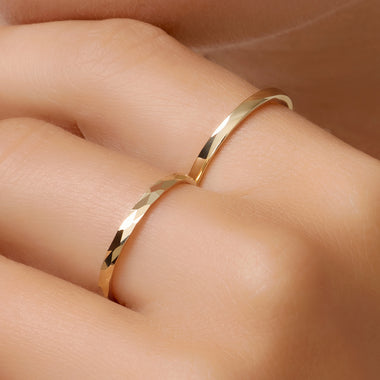 14 Karaat Goud Gehamerde Aanschuifring - 2