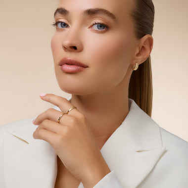14 Karat Gold Hammered Stacker Ring - 15