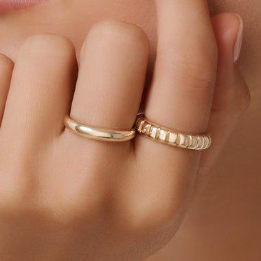 Or 14 Carats Bague Dôme Essential - 2