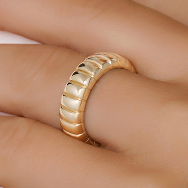 Or 14 Carats Bague Charlotte Epaisse - 2