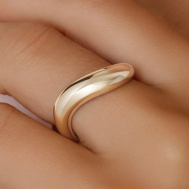 585er Gold Gewellter Dome Ring - 2