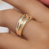 585er Gold Doppelter Curvy Dome Ring - 2