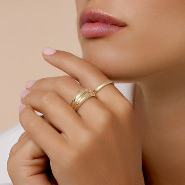 14 Karat Gold Double Curvy Dome Ring - 3