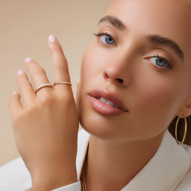 585er Gold Zirkonia Spannring - 8