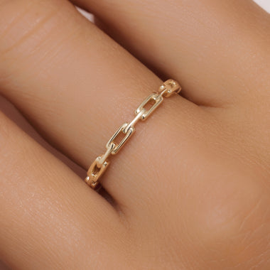 14 Karat Gold Paperclip Chain Ring - 2