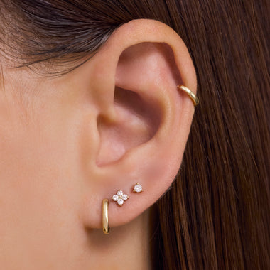 14 Karaat Goud met Diamanten Diamant Klaver Piercing (0.07 ct) - 2