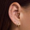 585er Gold mit Diamanten Diamant Bezel Set Gebogenes Piercing (0.03 ct) - 2