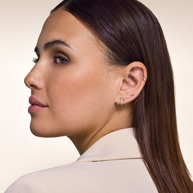14 Karaat Goud met Diamanten Drievoudige Diamant Staaf Piercing (0.02 ct) - 3