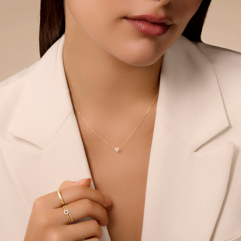 Pavé Cubic Zirconia Heart Pendant Necklace