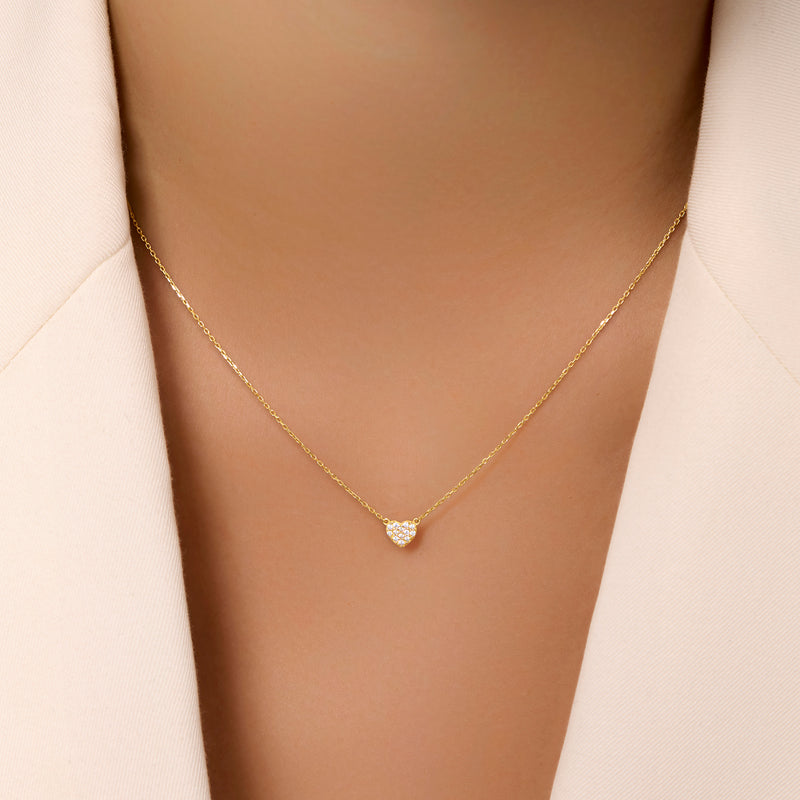 Pavé Cubic Zirconia Heart Pendant Necklace