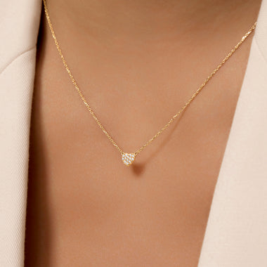 14 Karat Gold Pavé Cubic Zirconia Heart Pendant Necklace - 3
