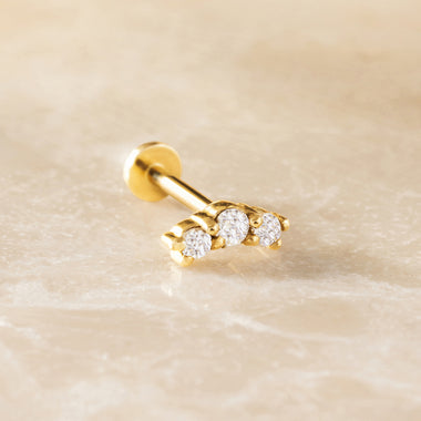14 Karat Gold with Diamonds Diamond Curved Bar Piercing (0.06 ct) - 6
