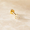 14 Karaat Goud met Diamanten Mini Diamant Lotus Piercing (0.02 ct) - 6