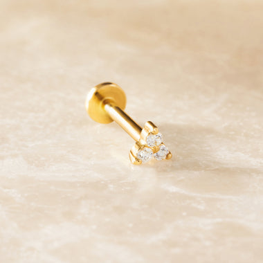 14 Karaat Goud met Diamanten Mini Diamant Lotus Piercing (0.02 ct) - 6
