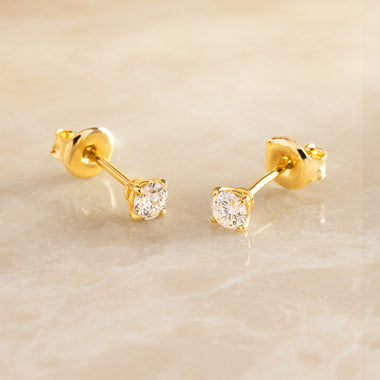 14 Karat Gold with Diamond Four Prong Diamond Studs (0.30 ct) - 5