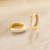 14 Karat Gold with Diamonds Pavé Diamond Curved Huggie Hoops (12mm) (0.22 ct) - 5