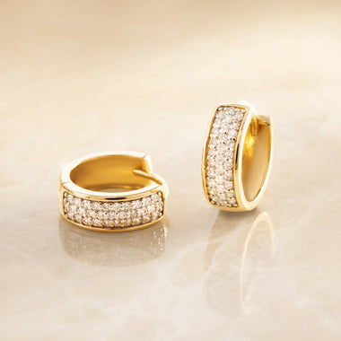 14 Karat Gold with Diamonds Pavé Diamond Bold Huggie Hoops (12mm) (0.16 ct) - 5