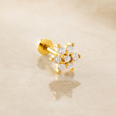 14 Karat Gold with Diamonds Diamond Flower Piercing (0.10 ct) - 5