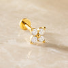 14 Karaat Goud met Diamanten Diamant Klaver Piercing (0.07 ct) - 9