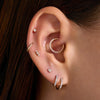 14 Karaat Goud met Diamanten Pavé Diamant Hart Piercing (0.02 ct) - 2