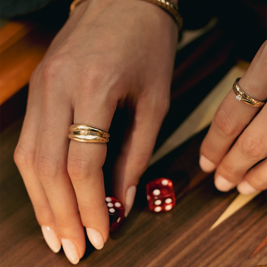 14 Karat Gold Double Curvy Dome Ring - 10