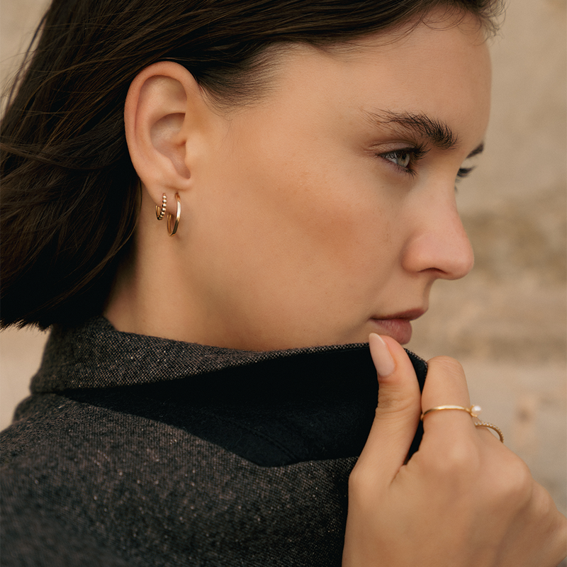 Beaded Huggie Hoops (13mm)