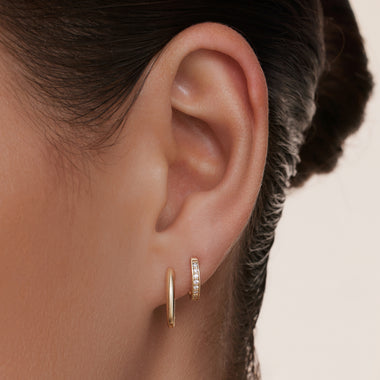 14 Karaat Goud Pavé Zirkonia Ovale Hoops Set - 9