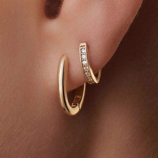 Zoë Chicco 14k Gold Thick Large Oval Hinge Hoop Earrings – ZOË CHICCO