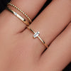 585er Gold Vertikal Baguette Cut Zirkonia Ring - 2