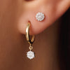 585er Gold mit Diamanten Diamant Halo Ohrstecker (0.09 ct) - 3