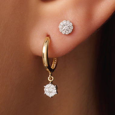 585er Gold mit Diamanten Diamant Halo Ohrstecker (0.09 ct) - 3